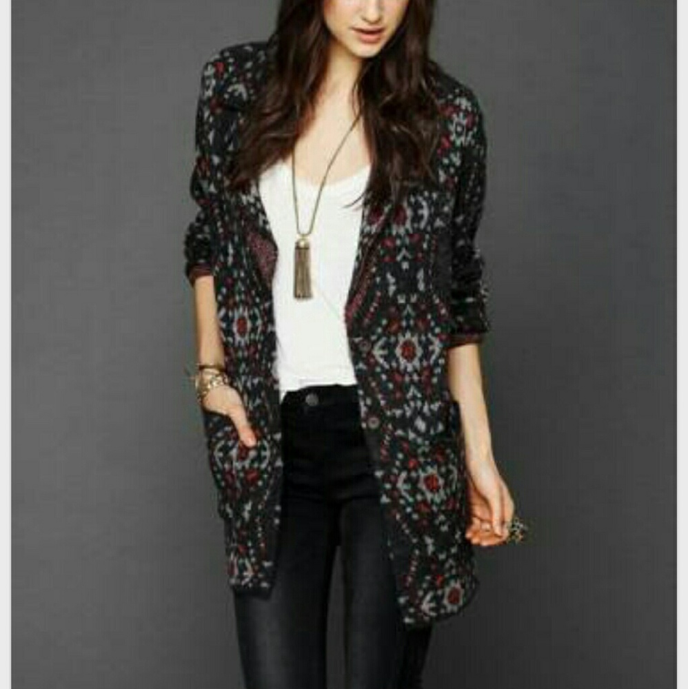 Free People PATTERNED SWEATER BLAZER JACKET
